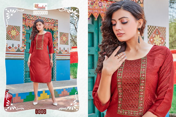 Smylee Sunrise fancy Regular Wear Rayon Heavy Designer Kurti Collection